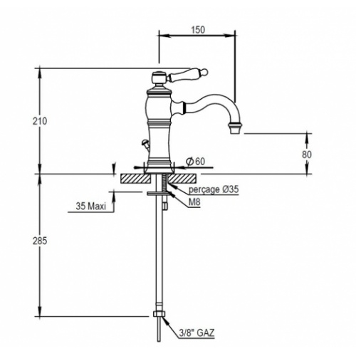 Mitigeur lavabo JULIA bec mobile chromé - 01.708 CH 01 708 schéma Mitigeur lavabo JULIA bec mobile chromé - 01.708 CH 01 708 schéma