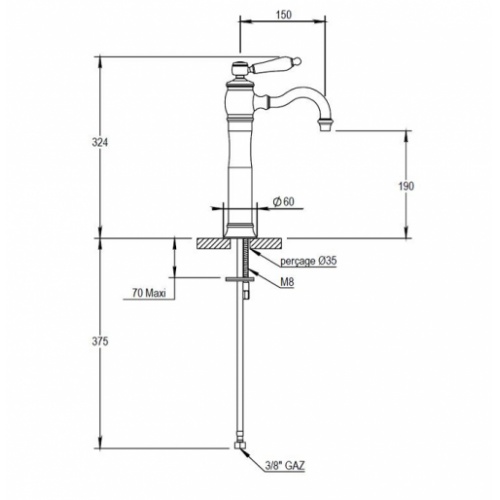 Mitigeur lavabo réhaussé bec - 01.719 NB 01 719 schéma Mitigeur lavabo réhaussé bec - 01.719 NB 01 719 schéma
