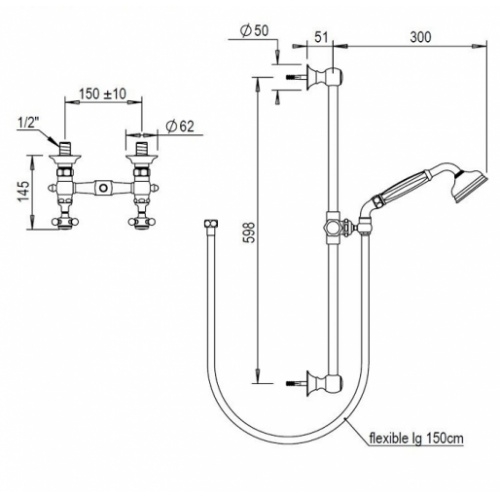 Mélangeur de douche mural Julia Nickel brillant - 01.516 NB 01 516 schéma Mélangeur de douche mural Julia Nickel brillant - 01.516 NB 01 516 schéma