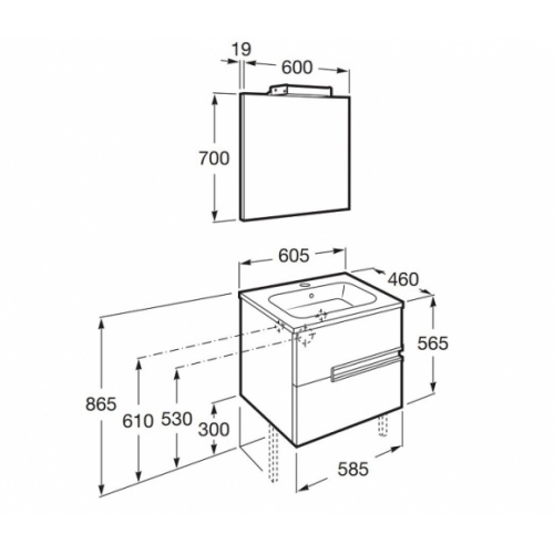Meuble simple vasque Victoria-N Gris Anthracite brillant - 60 cm Pack victoria n 60 schéma