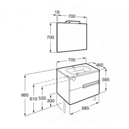 Meuble simple vasque Victoria-N Blanc brillant - 70 cm Pack victoria n 70 schéma
