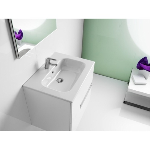 Meuble simple vasque Victoria-N Blanc brillant - 70 cm Victoria n oval sv blc dessus