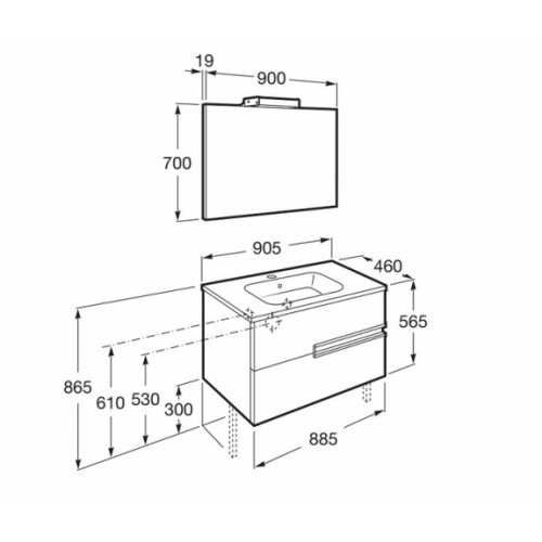Meuble simple vasque Victoria-N Chêne - 90 cm Pack victoria n 90 schéma