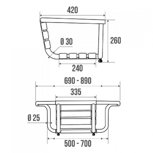 Siège de baignoire réglable avec dossier - Pellet 047640 Schéma 047640