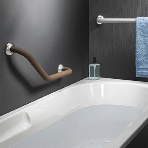 Barre d'appui droite SOFT adaptée PMR et Séniors - 300mm - Gris Aide mobilite reduite pellet barre bain gamme soft 1