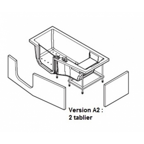 Combiné Bain/Douche IRIS 160x70/80 - Version gauche - 2 Tabliers Version a2 tablier frontal+1 latéral Combiné Bain/Douche IRIS 160x70/80 - Version gauche - 2 Tabliers Version a2 tablier frontal+1 latéral