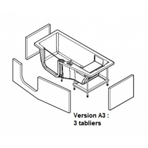 Combiné Bain/Douche IRIS 180x75/85 - Version droite - 3 Tabliers Version a3 tablier frontal+2 latéraux Combiné Bain/Douche IRIS 180x75/85 - Version droite - 3 Tabliers Version a3 tablier frontal+2 latéraux