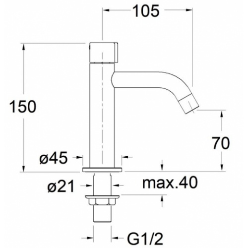 Lave-mains eau froide TRIVERDE Chromé - TV24151 Tv24151 schéma Lave-mains eau froide TRIVERDE Chromé - TV24151 Tv24151 schéma