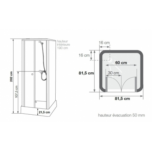 Cabine de douche pour petits espaces DELTA 80x80 cm Delta schéma 80x80 Cabine de douche pour petits espaces DELTA 80x80 cm Delta schéma 80x80