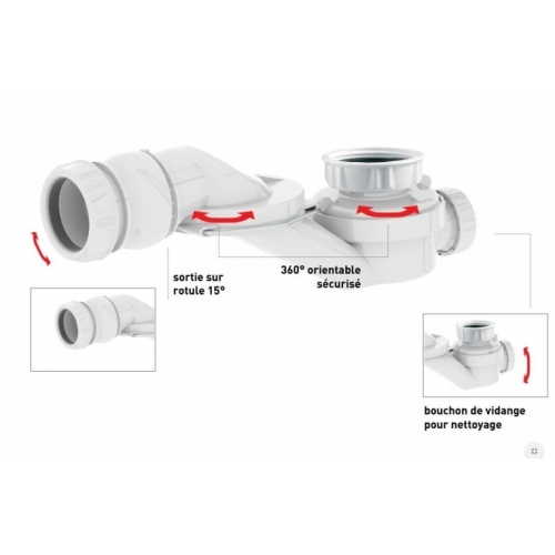 Siphon de bain extra-plat orientable réf 56000000100 - LA CENTRALE PRO