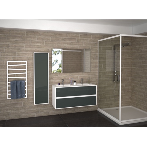 Meuble double vasque HARMONIE - Cristal Blanc et Anthracite Meuble double vasque HARMONIE - Cristal Blanc et Anthracite