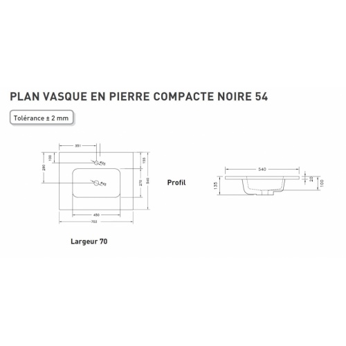 Meuble simple vasque COSY 70 cm Baltique Naturel Schéma Plan 70 cm Pierre Compacte Noir Meuble simple vasque COSY 70 cm Baltique Naturel Schéma Plan 70 cm Pierre Compacte Noir