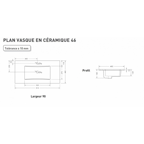 Meuble simple vasque SWING 90 cm Sciée brun et Sciée Blanc Schéma Plan Céramique 90 cm Meuble simple vasque SWING 90 cm Sciée brun et Sciée Blanc Schéma Plan Céramique 90 cm