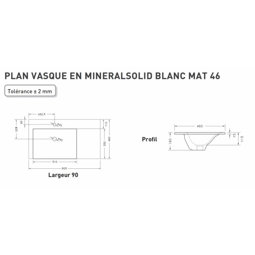 Meuble simple vasque bicolore 90 cm RIVAGE Opale Blanc et Chêne Brut Plan minéralsolid 90 décalé Schamé Meuble simple vasque bicolore 90 cm RIVAGE Opale Blanc et Chêne Brut Plan minéralsolid 90 décalé Schamé
