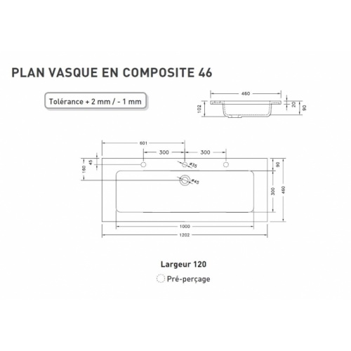 Meuble RIVAGE une grande vasque 120 cm Chêne Cognac Plan composite Cotes Meuble RIVAGE une grande vasque 120 cm Chêne Cognac Plan composite Cotes