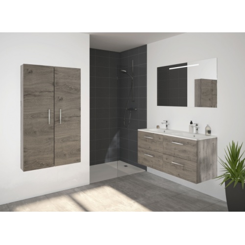 Meuble double vasque SWING 120 cm 4 tiroirs Chêne Gris Meuble double vasque SWING 120 cm 4 tiroirs Chêne Gris