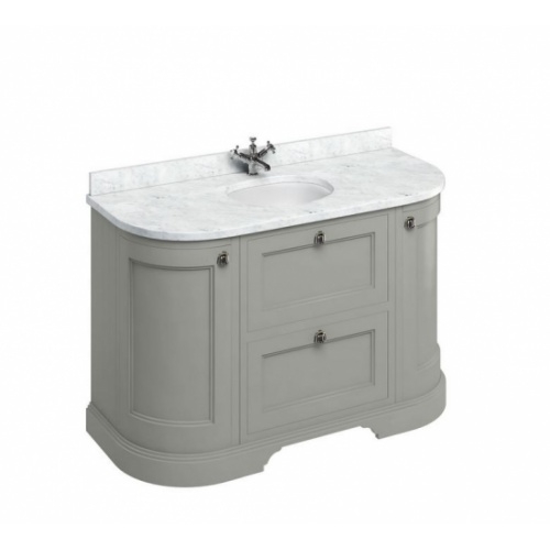Meuble de salle de bain traditionnel simple vasque Olive Burligton 4 portes Gris et Carrare Meuble de salle de bain traditionnel simple vasque Olive Burligton 4 portes Gris et Carrare