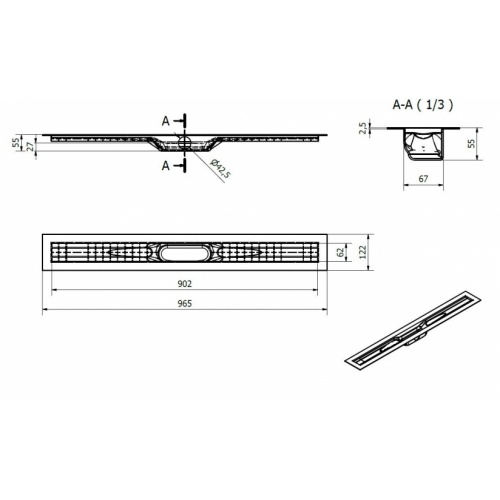 Drain linéaire 54-ABS avec natte d'étanchéité 900 mm* Drain ABS 900 Schéma Drain linéaire 54-ABS avec natte d'étanchéité 900 mm* Drain ABS 900 Schéma
