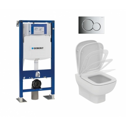 Pack WC GEBERIT UP320 + Cuvette KHEOPS Aquablade + Plaque Chromé Brillant**