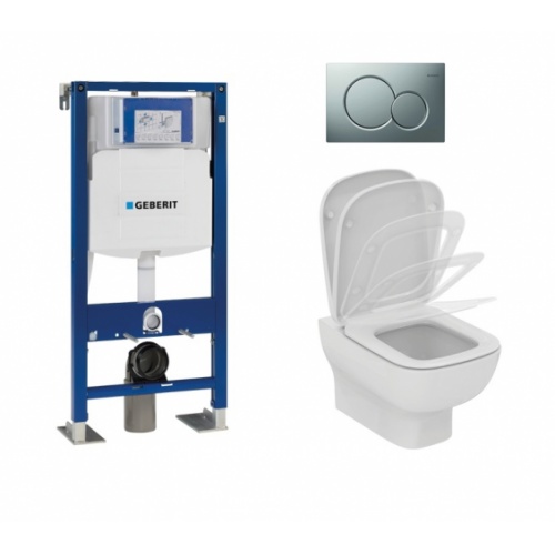 Pack WC GEBERIT UP320 + Cuvette KHEOPS Aquablade + Plaque Chromé Mat**