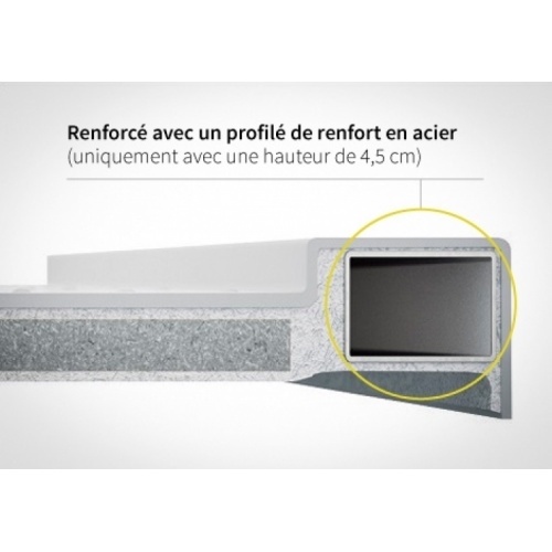 Receveur Olympic Plus Blanc - Hauteur 4.5 cm - 120x70 cm Coupe Barre de renfort Receveur Olympic Plus Blanc - Hauteur 4.5 cm - 120x70 cm Coupe Barre de renfort