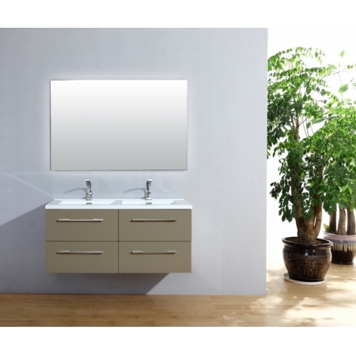 Meuble double vasque 120cm Saturn 2.0 Taupe miroir Slim**