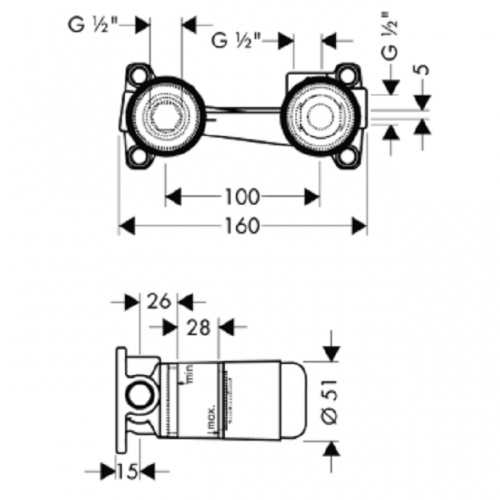 Ensemble mitigeur lavabo encastré + corps encastrement Axor Uno - 38116000+13622180 plan 38111180 Ensemble mitigeur lavabo encastré + corps encastrement Axor Uno - 38116000+13622180 plan 38111180