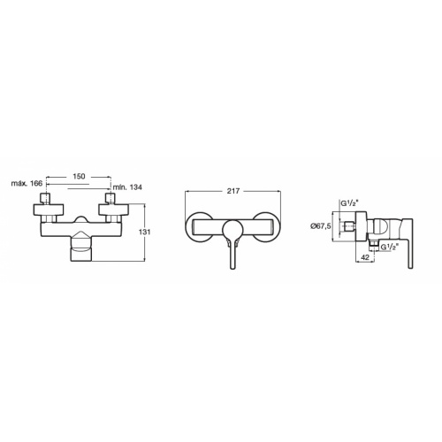 Mitigeur Douche mural TERAS avec douchette - Roca* TERAS Douche mural schéma Mitigeur Douche mural TERAS avec douchette - Roca* TERAS Douche mural schéma