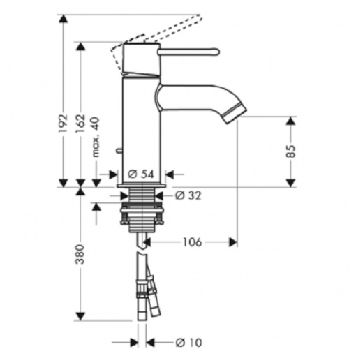 Mitigeur lavabo Axor uno 38020 plan 38020 Mitigeur lavabo Axor uno 38020 plan 38020