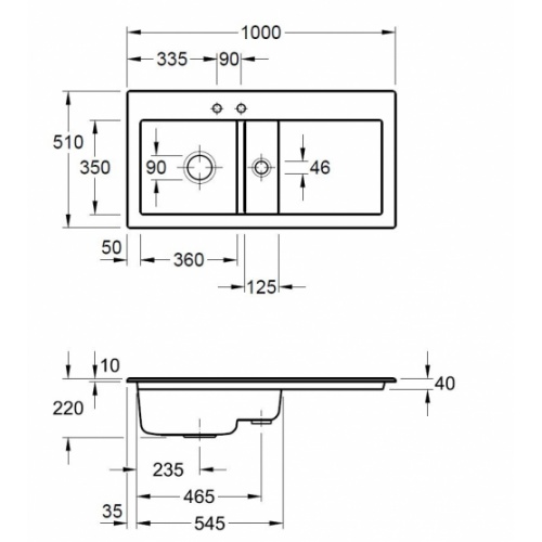 Évier en céramique SUBWAY PURE 60 Blanc - 1 cuve + Vide-sauce - Égouttoir à droite SUBWAY Pure 60-dte-Schéma Évier en céramique SUBWAY PURE 60 Blanc - 1 cuve + Vide-sauce - Égouttoir à droite SUBWAY Pure 60-dte-Schéma