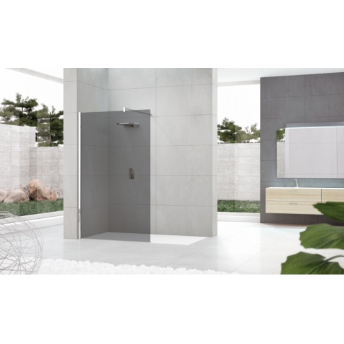 Paroi de douche Fixe KUADRA H FUME 100 cm - Profilé Chromé KUADRA H verre fumé + Chromé Amb Paroi de douche Fixe KUADRA H FUME 100 cm - Profilé Chromé KUADRA H verre fumé + Chromé Amb