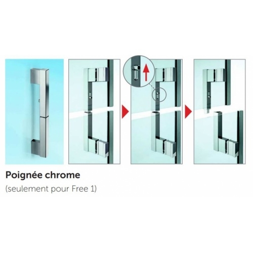 Paroi FREE 1 2G avec ouverture en 2 parties - Angle 90x90cm Poignée FREE 1 Paroi FREE 1 2G avec ouverture en 2 parties - Angle 90x90cm Poignée FREE 1