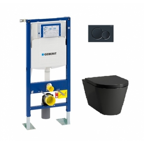 Pack Geberit UP320 + Cuvette KARTELL sans bride + plaque Sigma Noire