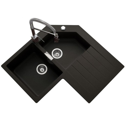 Évier de cuisine d'angle PRIMUS 2 bacs Nero Évier de cuisine d'angle PRIMUS 2 bacs Nero
