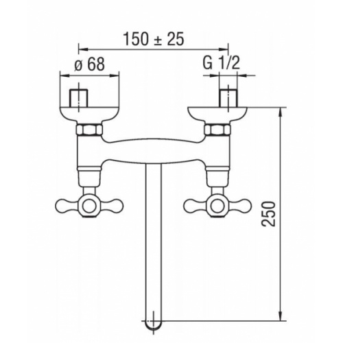Mélangeur évier mural bec orientable rétro chromé Grazia GRC5003/CR Grazia GRC5003CR Schéma Mélangeur évier mural bec orientable rétro chromé Grazia GRC5003/CR Grazia GRC5003CR Schéma