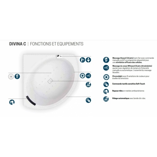 Baignoire d'angle DIVINA C Blanc brillant - Système Hydro Plus - Tablier Pece DIVINA C - Hydro Plus Baignoire d'angle DIVINA C Blanc brillant - Système Hydro Plus - Tablier Pece DIVINA C - Hydro Plus