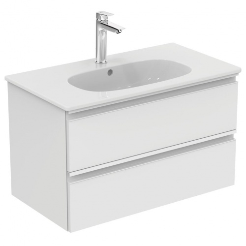 Meuble simple vasque TESI 80 cm Blanc Laqué Meuble simple vasque TESI 80 cm Blanc Laqué