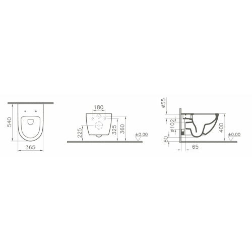 Cuvette suspendue SENTO sans bride Edelweiss SENTO Vitra SChéma