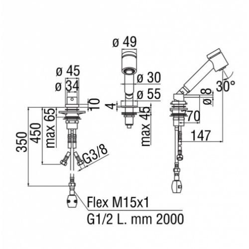 Mitigeur professionnel monocommande avec douchette extractible AQ93660CR Schéma Mitigeur professionnel monocommande avec douchette extractible AQ93660CR Schéma