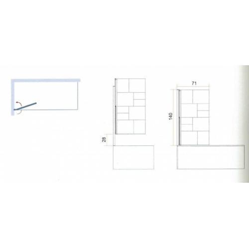 Pare-baignoire pivotant et relevable CUBE Noir mat - Verre traité anti-calcaire Pare-bain CUBE Schéma Pare-baignoire pivotant et relevable CUBE Noir mat - Verre traité anti-calcaire Pare-bain CUBE Schéma