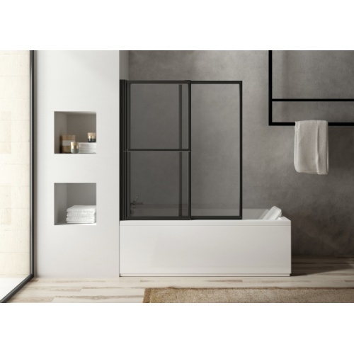 Pare-baignoire coulissant et relevable SECURE Noir mat - 2 volets Pare-baignoire coulissant et relevable SECURE Noir mat - 2 volets