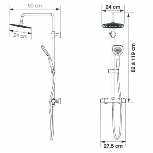 Cabine de douche BROOKLYN FACTORY 90x90 cm - Portes coulissantes Aquafactory Schéma Cabine de douche BROOKLYN FACTORY 90x90 cm - Portes coulissantes Aquafactory Schéma