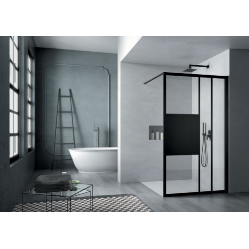 Paroi de douche sérigraphiée MOSAIC C Noir mat 100 cm Paroi de douche sérigraphiée MOSAIC C Noir mat 100 cm
