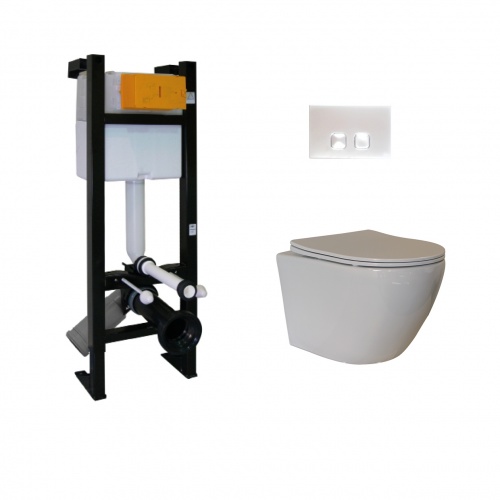 Pack WC Bâti-support Evo + Cuvette sans bride KELOS Blanc + Plaque Blanche Pack WC Bâti-support Evo + Cuvette sans bride KELOS Blanc + Plaque Blanche
