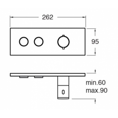 Façade TRIVERDE pour douche encastrée thermostatique THERMO TWIST - 2 Sorties XT71251 Schéma Façade TRIVERDE pour douche encastrée thermostatique THERMO TWIST - 2 Sorties XT71251 Schéma