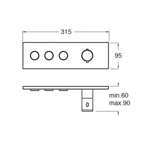 Façade TRIVERDE pour douche encastrée thermostatique THERMO TWIST - 3 Sorties XT71351 Schéma Façade TRIVERDE pour douche encastrée thermostatique THERMO TWIST - 3 Sorties XT71351 Schéma