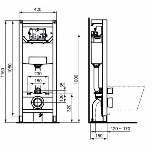 Bâti-Support WC autoportant PROSYS 120 avec plaque de commande Bati Support IS Bâti-Support WC autoportant PROSYS 120 avec plaque de commande Bati Support IS