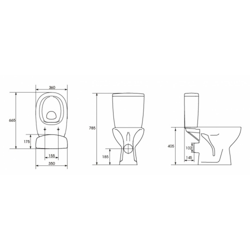 Pack WC au sol MYRA sans bride - Sortie Horizontale MYRA Schéma Pack WC au sol MYRA sans bride - Sortie Horizontale MYRA Schéma