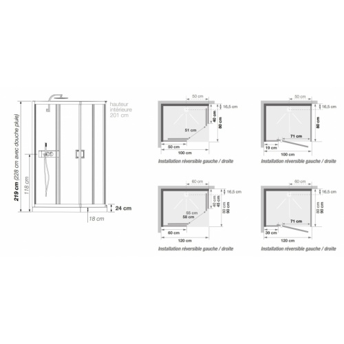 Cabine de douche EDEN+ Receveur 18 cm - Portes coulissantes - 100x80cm EDEN+ Rectangulaire Receveur 18cm Schéma Cabine de douche EDEN+ Receveur 18 cm - Portes coulissantes - 100x80cm EDEN+ Rectangulaire Receveur 18cm Schéma