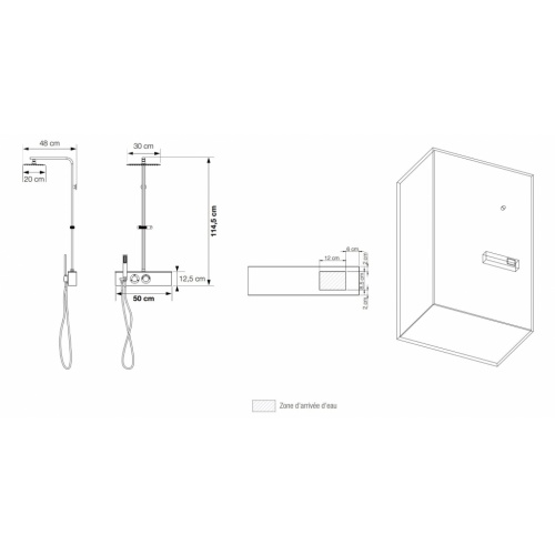 Colonne de douche thermostatique AQUALINE Aqualine Schéma
